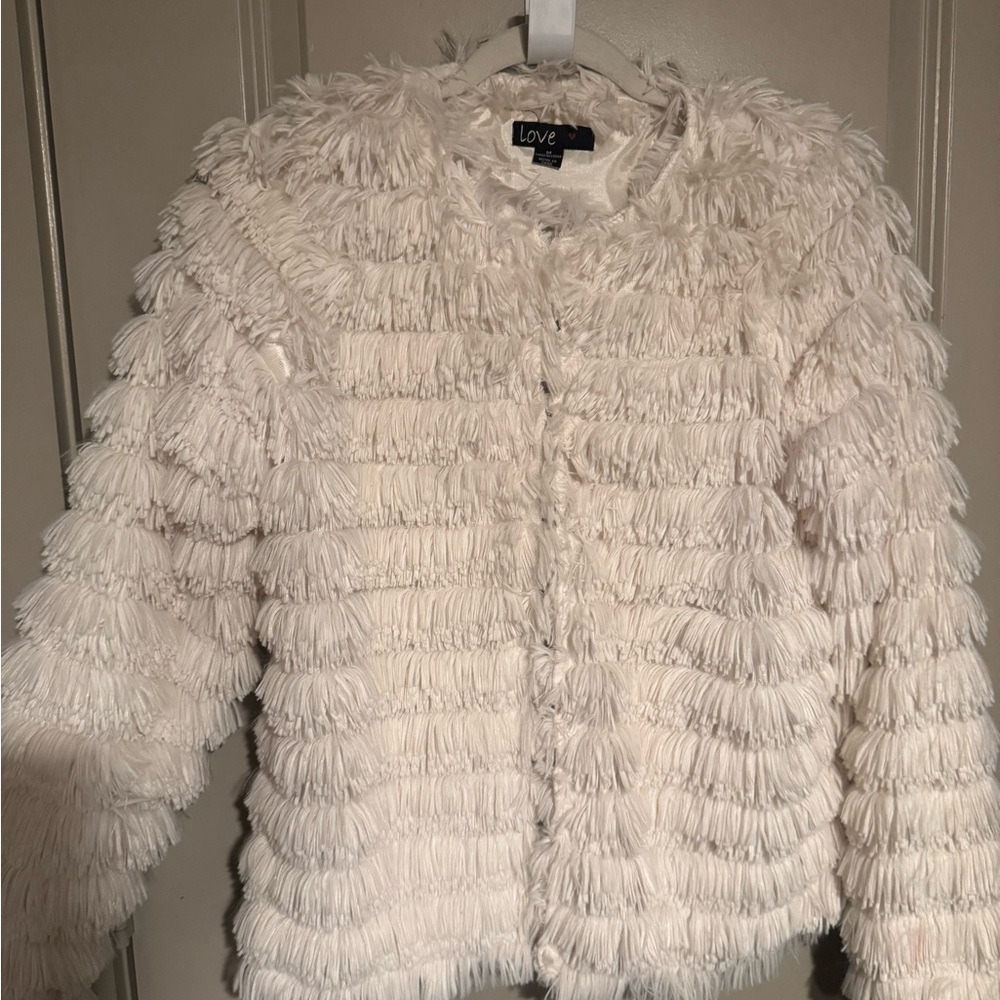 Womens Open Front Faux Fur Cardigan Vintage Parka Fringe Shaggy Jacket Coat - Picture 2 of 6